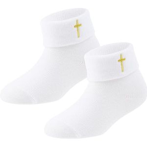 1 paar babysokjes - witte katoenen sokjes, geschikt voor zowel jongens als meisjes - wit - geschikt voor baby's van 0-12 maanden