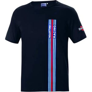 Sparco T-Shirt Big Stripes Martini Racing - Iconisch Italiaans T-shirt - Zwart - Race T-shirt maat L