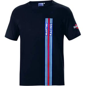 Sparco T-Shirt Big Stripes Martini Racing - Iconisch Italiaans T-shirt - Zwart - Race T-shirt maat XS