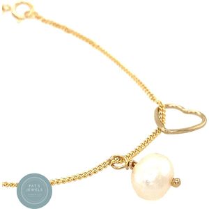 Pat's Jewels dames armband - Minimalistisch - Gourmet schakel armband - Parel hanger