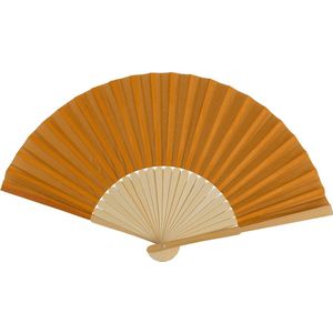 Spaanse handwaaier - pastelkleuren - cognac bruin - bamboe/papier - 21 cm