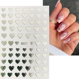 WiseGoods Luxe Nailart Stickers Hartjes - Nail Art Sticker Nagel - Decoratieve Accessoires Nagels - Decoratie Nagelstickers Zilver