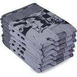 DoubleDry - Luxe Theedoeken Set - Zwart - 100% Katoen - 6 Stuks