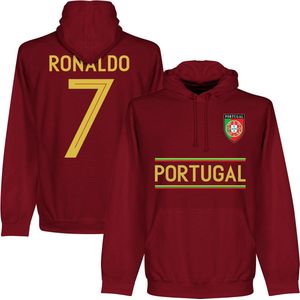 Portugal Ronaldo Team Hoodie - Bordeaux Rood - L