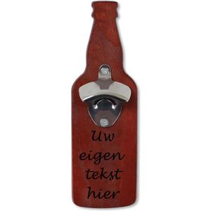 Flesopener inde vorm van een fles - donker eiken - gepersonaliseerd - bier - frisdrank - drinken - bieropener