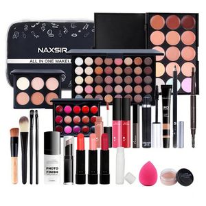 NAXSIR 24-Delige Make-upset voor Beginners - Multifunctioneel Make-up Palette met Kwasten, Oogschaduw & Lippenstift
