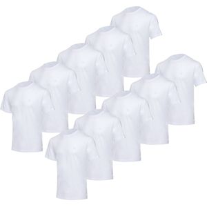 BOXR Underwear - T Shirt Heren - Casual Fit - Bamboe & Biologisch Katoen - 10-Pack Wit - Ronde Hals - Zijdezacht & Ademend