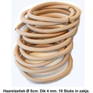 Rojafit Haarelastiekjes – Ø 5 cm. / 4 mm. dik - 10 stuks – Beige
