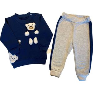 Baby kledingset met knuffel, 12 maanden, donker blauw