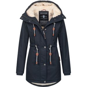 Navahoo - Ireliaa - Dames Parka - Navy - Windafstotende Winterjas met Teddyvoering en Capuchon