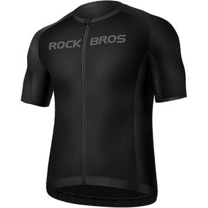 Rockbros Fietsshirt - Korte Mouwen - Ademend en Sneldrogend - Zwart - Reflecterende Elementen - Perfect voor Nachtelijke Rit
