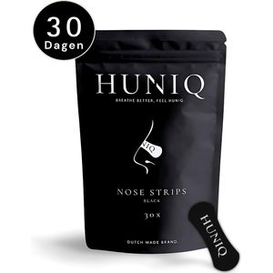 HUNIQ Neusstrips Zwart - Neusstrips - 30 Neuspleisters - Anti Snurk - Huidvriendelijk - Slapen & Sport - De Neustrips die echt werken - Hypoallergeen - zweetbestendig