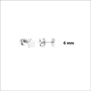 Aramat jewels ® - Oorbellen sterretje zilverkleurig zweerknopjes chirurgisch staal 6mm