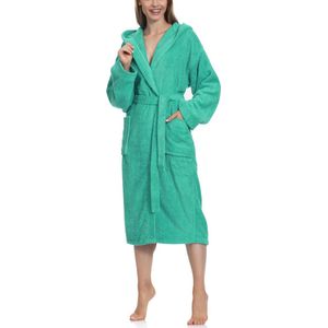 Ladeheid Dames Badjas met Capuchon - 100% Katoen - Wasmachine bestendig - Badstof - Turquoise - S - LA-LA40-193-DG