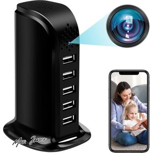 Mrs. Jones HD 1080P 24-5 GHz mini WLAN spionagecamera verborgen camera met bewegingsdetectie en loop opname ZGSZ WLAN verborgen camera 5 USB-poorten wifi spionagecamera .