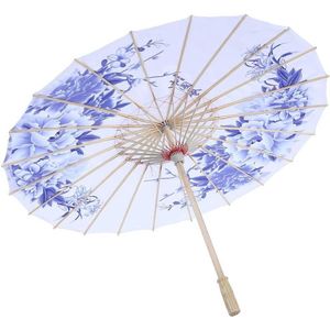 Geolied-papierparaplu handgemaakt in voor vrouwen - Winddicht en retro geïnspireerd design - Blauwe Chinese stijl .
