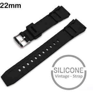 22mm Rubber Siliconen horlogeband zwart passend op Casio Seiko Citizen en alle andere merken 22 mm Bandje - Horlogebandje horlogeband