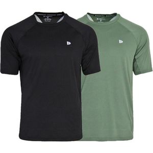 Donnay - 2-Pack Sport T-shirt André - Multi sportshirt - Sportshirt - Black/Jungle green - Maat M