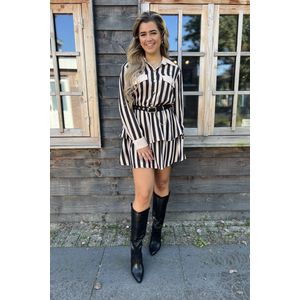 Franca | Striped Dress, Beige/Zwart, Maat XS
