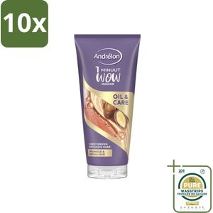 10 x Andrélon - Oil & Care - Haarmasker - 180 ml - Grootverpakking - Haarmasker - Droog Haar - Pluizig Haar - Anti-pluis - Arganolie