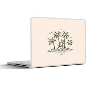 Laptop sticker - 13.3 inch - Palmbomen - Strand - Beige - Groen - Tropisch - 31x22,5cm - Laptopstickers - Laptop skin - Cover