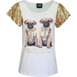 Verysimple • wit t-shirt met honden • maat 40 (IT46)