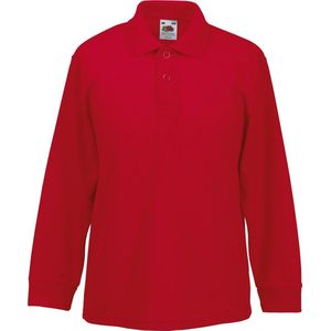 Fruit of the Loom Kinder Polo Shirt Lange Mouwen 65/35 Piqué (2 stuks) (Rood)