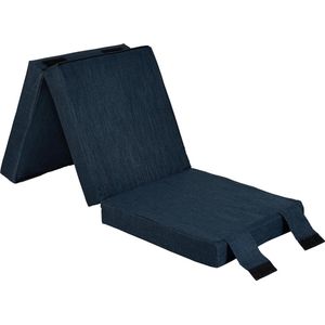 Single Portable Bedding opvouwbare matras van schuimrubber, met handgrepen, linnen-effectbekleding, gastslepover voor de woonkamer, om in en uit te vouwen voor opslag (middernacht)