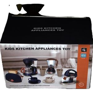 Kinderkeuken speelset - keukengerei speelgoedset - rollenspel set met koffiezetapparaat - mixer - roerapparaat - broodrooster en servies - keuken ontbijtset voor kinderen 3+ speelgoed pannenset