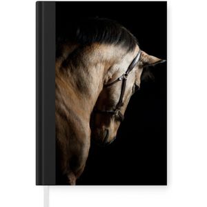 Notitieboek - Schrijfboek - Paarden - Halster - Zwart - Notitieboekje klein - A5 formaat - Schrijfblok