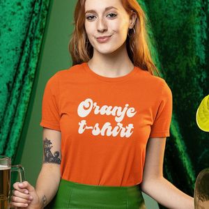 Dames Oranje Koningsdag T-shirt - Maat 3XL - Tekst Oranje T-shirt