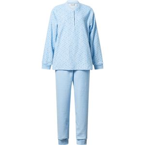 Lunatex - warme dames pyjama 124250 - aangeruwd badstof - blauw - maat S