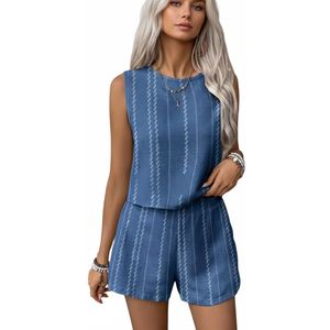 Vakantie Set Dames - Kleding - Zomer - Korte Broek - Shirt - Kledingset - Blauw