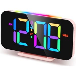 Digitale Nachtwekker met RGB Nachtlampje en Snooze Functie - Instelbaar Volume en Helderheid