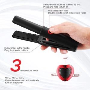 Negatieve-Ionen Stijltang Draadloos Mini Krultang voor Kort Haar en Pony - 3 Instelbare Temperaturen 160℃ 180℃ 200℃ - Zwart