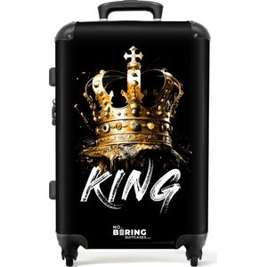 NoBoringSuitcases.com® - Koffer groot - Rolkoffer lichtgewicht - Graffiti letters 'King' onder een gouden kroon - Reiskoffer met 4 wielen - Grote trolley XL - 20 kg bagage