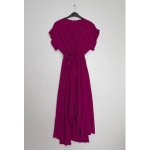 Asymetrische dames wikkel jurk Evie effen mauve paars Maat S plain wrap dress strandjurk