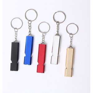 5 stuks fluit, overlevingsfluit, dubbele buizen metalen fluit fluit met sleutelhanger, scheidsrechtersfluit, noodfluit voor redding, reizen, sport, huisdierentraining