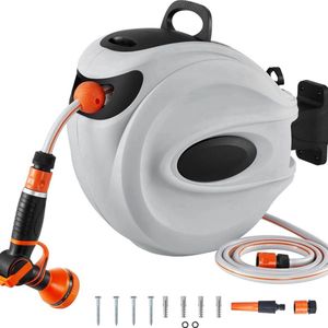 Wandslangenbox - Tuinslanghaspel - Tuinslag met Haspel - 35m - Intrekbare Slang - 180° Draaibaar