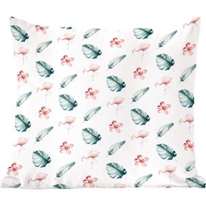 Sierkussen - Flamingo Patroon Bladeren - Multicolor - 40 Cm X 40 Cm