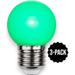 3-Pack | Prikkabel - Kogellamp - E27 - 1W - Groen