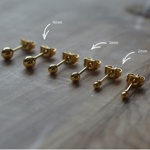 Roestvrijstalen oorbellen studs 2, 3 en 4mm oorbel knopjes -goudkleurig - rvs - Rivers-sieraden