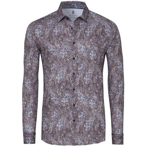 Desoto - Overhemd - Bruin - Corduroy Optics - Slim-fit - Lange Mouw