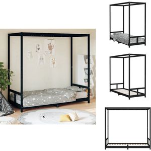 vidaXL Kinderbedframe - Kinderbedframes - Kinderbed - Peuterbed - Kinderbedframe 80x200 cm massief grenenhout zwart