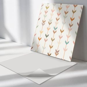 Wallfluent Vinyl Wandpaneel - Verticaal pijlpatroon Wandpaneel PVC - 50 cm x 50 cm - Beige Vinyl Wandpaneel - Set van 4 - Vierkant Wandbekleding Vinyl - Patroon Wandpaneel - Zelfklevend Wandpaneel - Wandpaneel Keuken en Badkamer