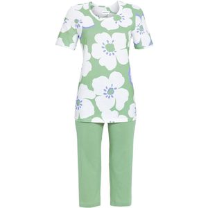 Palmgroene bloemen pyjama katoen - Groen - Maat - 48