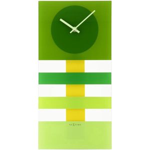 Nextime wandklok Bold Stripes glas - Kleur - Groen