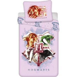 Harry Potter Dekbedovertrek Hogwarts - Eenpersoons - 140 x 200 cm - Katoen