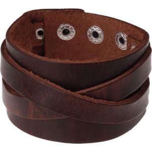 Brede leren armband voor mannen Vintage Brown