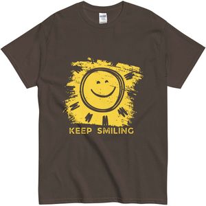 Vintage Stijl Smiley T Shirt - Dames Heren - Inspirerend Design en Tekst - Bruin - 3XL